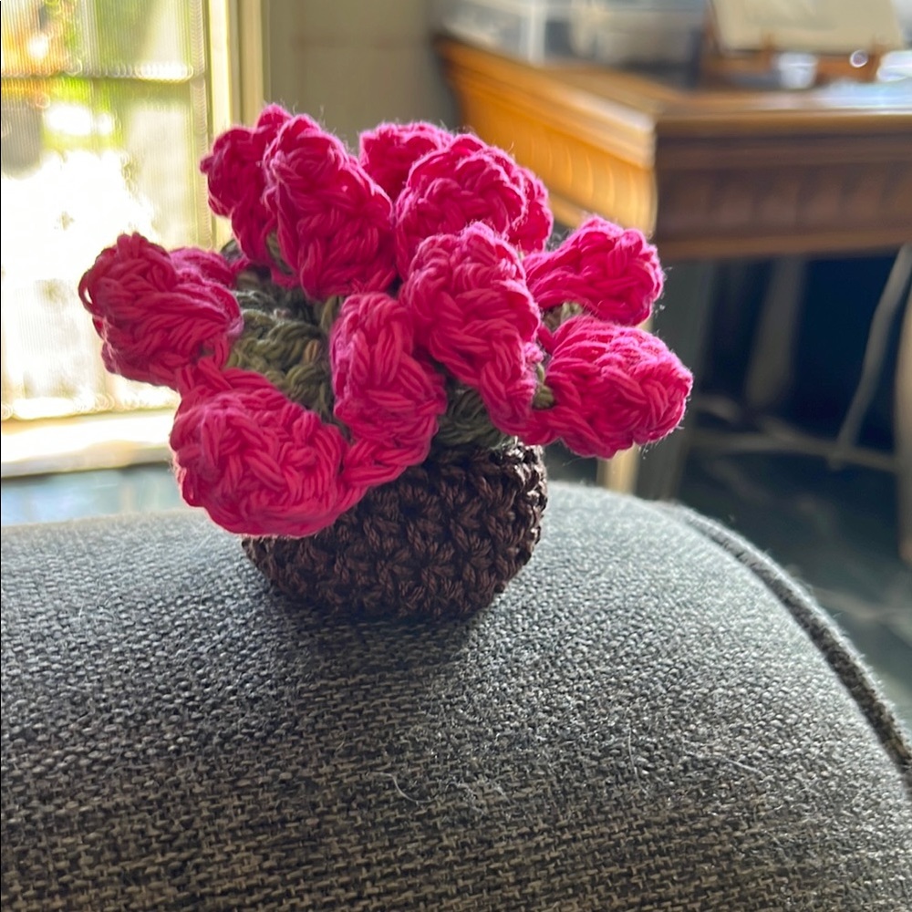 Handcrafted Pink Crochet Flower Coaster set